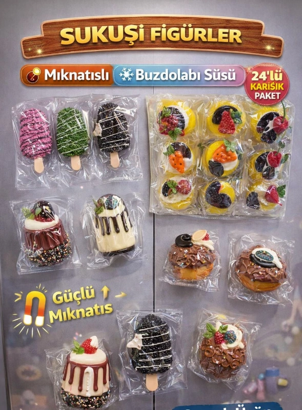 DOLAP SÜSÜ BÜYÜK MIKNATISLI SUKUŞİLER / 12Lİ KARIŞIK PAKET